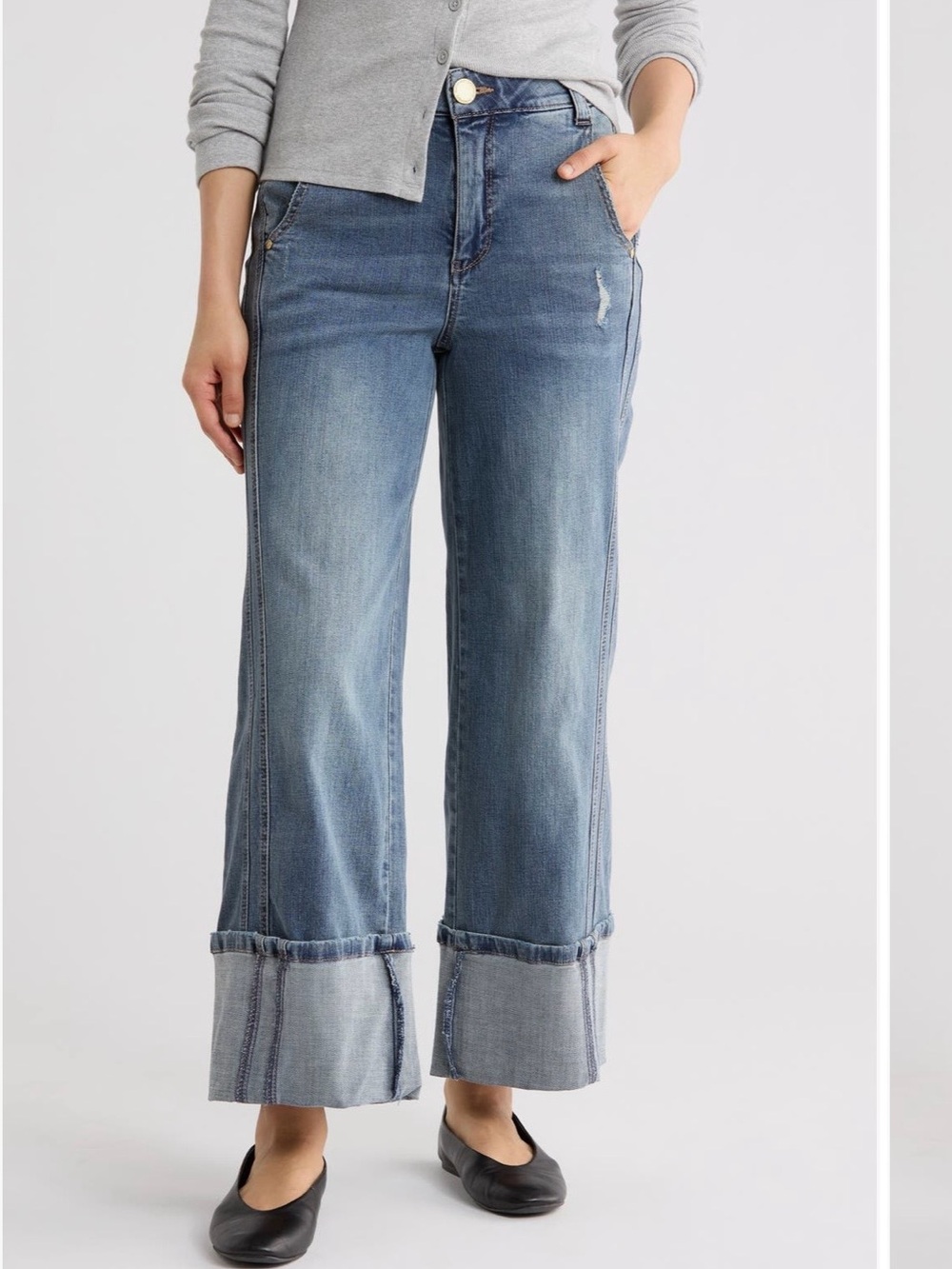 Democracy Wide Cuff Light Blue Women's Jeans